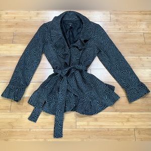 Sandro Zebra Animal Print Tweed Pattern Coat Women’s Sz M Gray/ Black